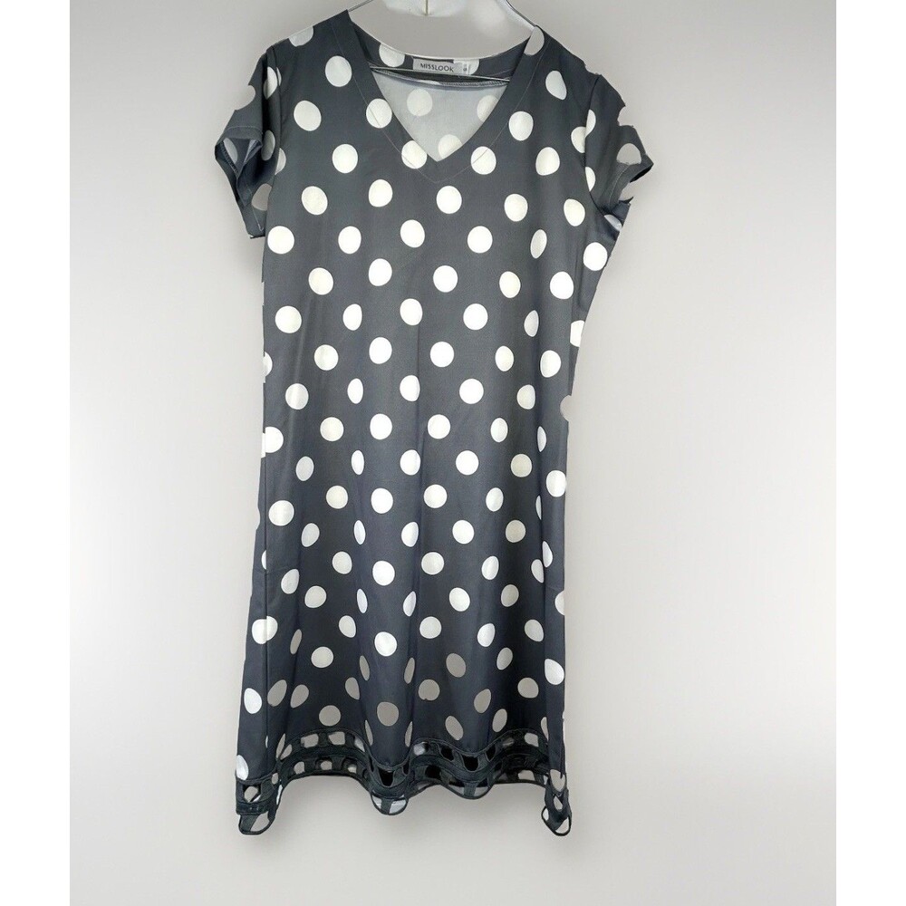 Miss Look Small Dress Gray with White Dots